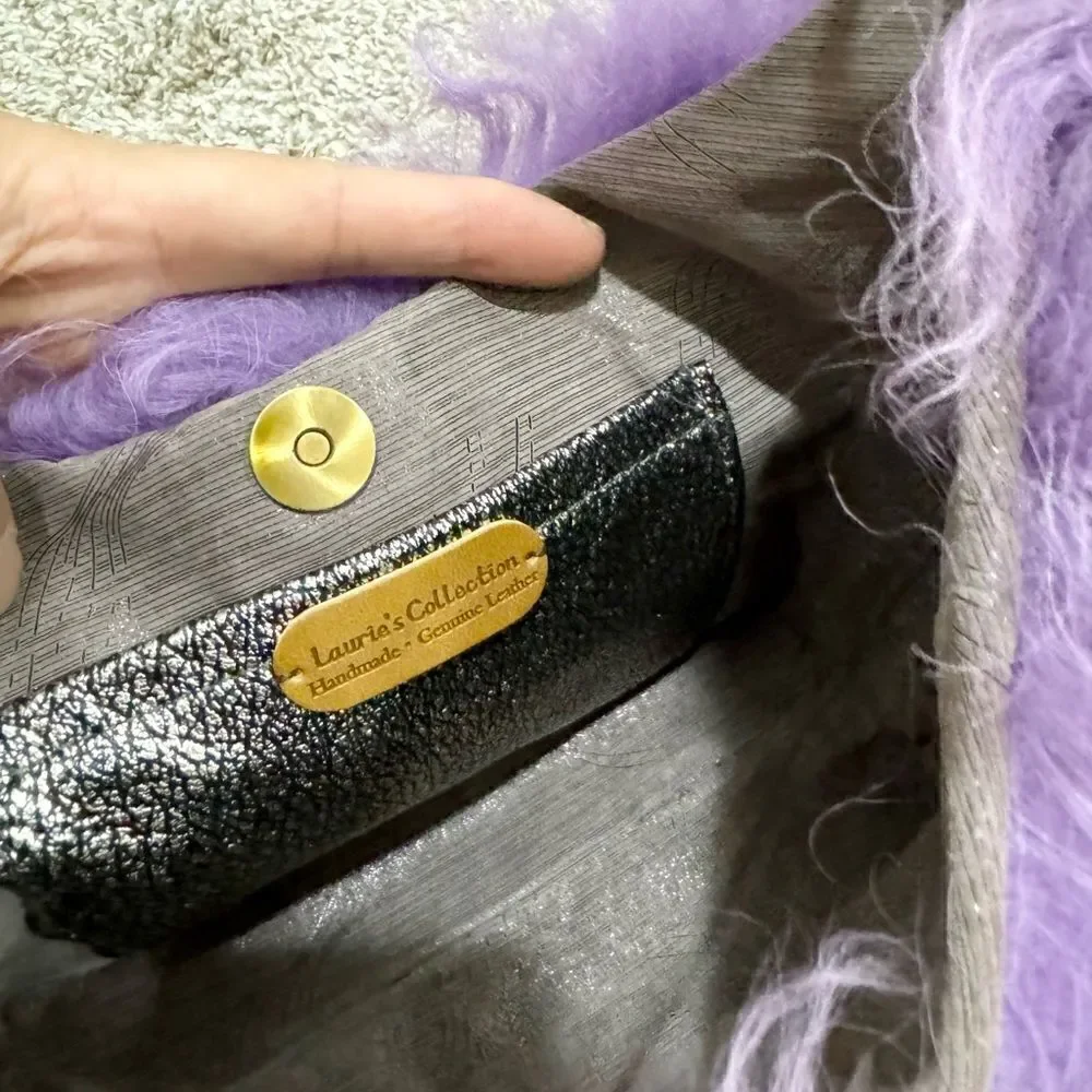 Handmade Lavender Real Curly Shearling Fashion Hobo Bag/Shoulder Bag/Crossbody